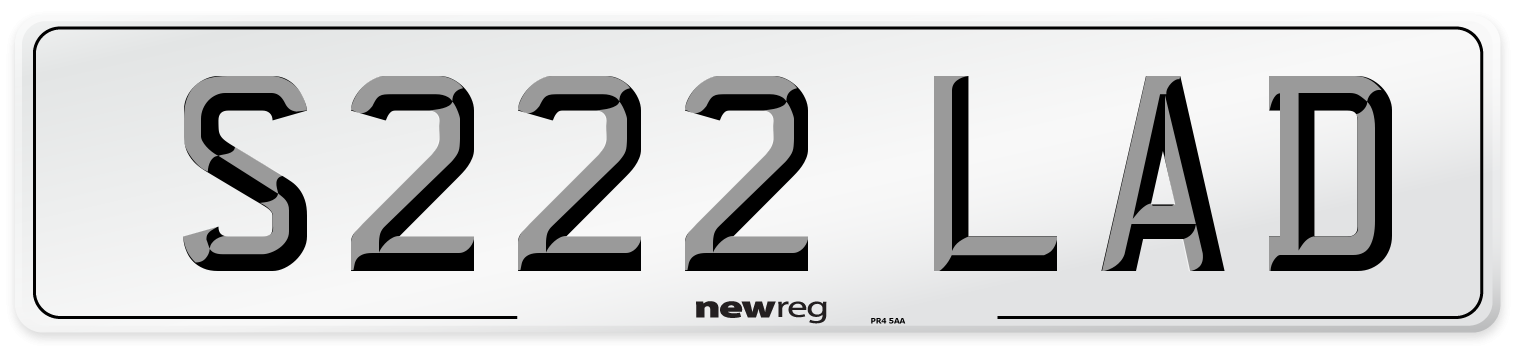 S222 LAD Number Plate from New Reg